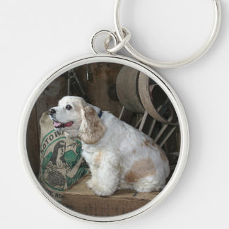 CockerspanielSpaniel Rund Silverfärgad Nyckelring