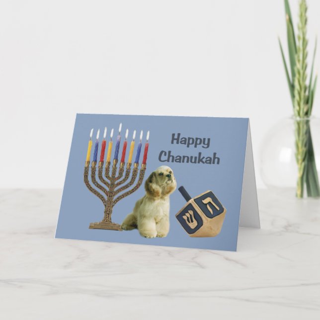 CockerspanielSpanielChanukah kort Menorah4 (Framsida)