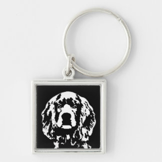 Cockerspanielspanielen kvadrerar metall Keychain Fyrkantig Silverfärgad Nyckelring