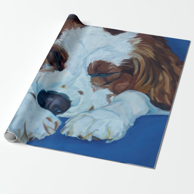 CockerspanielSpanielhund som slår in papper Presentpapper (Utrullad)