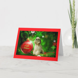 CockerspanielSpanieljulkort röd BallGreen2 Helgkort