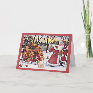 CockerspanielSpanieljulkort Santa och björnar 2 Helgkort
