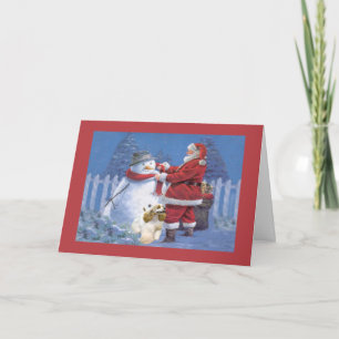 CockerspanielSpanieljulkort Santa Snowman2 Helgkort