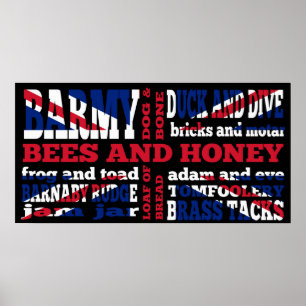 Cockney Rhyming slang på Black Union Jack Poster
