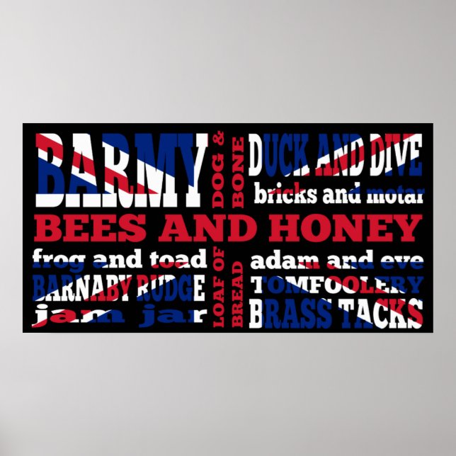 Cockney Rhyming slang på Black Union Jack Poster (Framsidan)