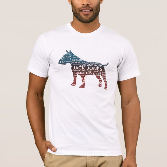 Cockney Slang Bull Terrier TShirt Tee (Framsida)