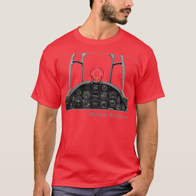 Cockpit Instruments Hurricane fighter Aviation WW2 T Shirt (Framsida)
