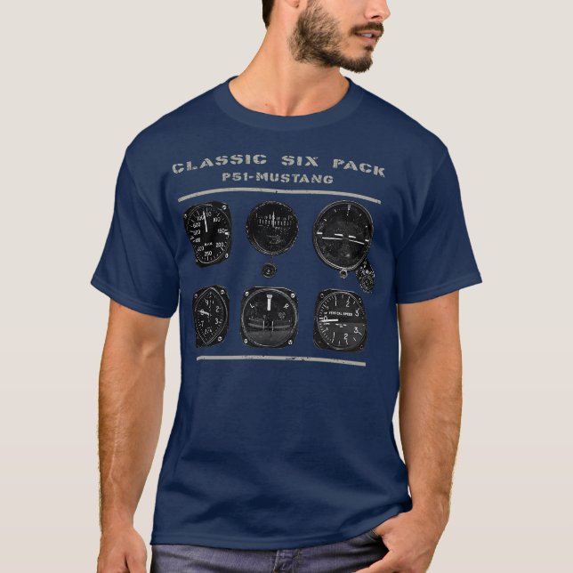 Cockpit Instruments Six Pack P51 Mustang-luftfarty T Shirt (Framsida)
