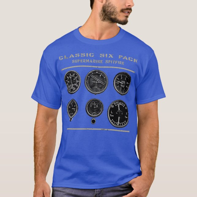 Cockpit Instruments Six Pack Spitfire-luftfartyg W T Shirt (Framsida)