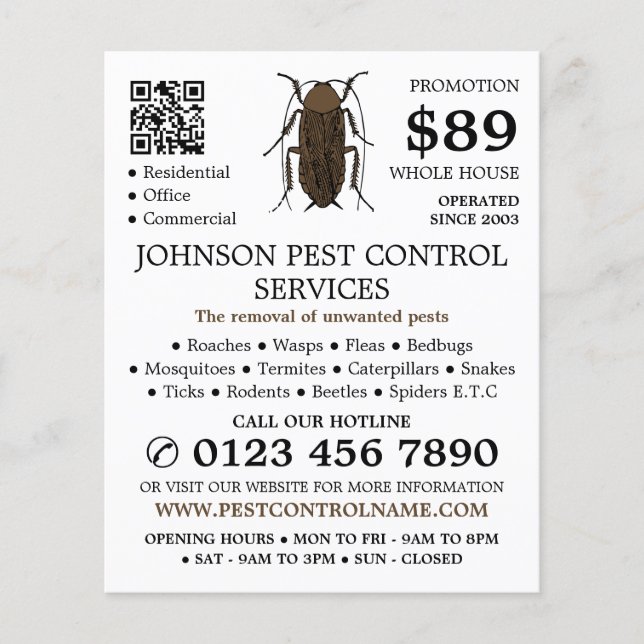 Cockroach Design, Pest Control Advertising Flygblad (Framsidan)