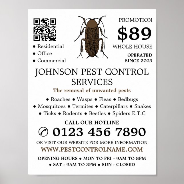 Cockroach Design, Pest Control Advertising Poster (Framsidan)