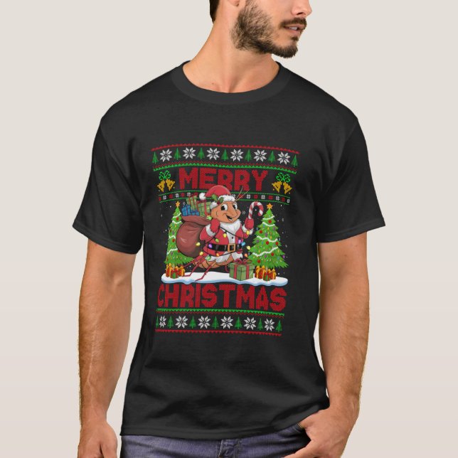 Cockroach Julafton Träd Ljus Ugly Santa Cockroach  T Shirt (Framsida)