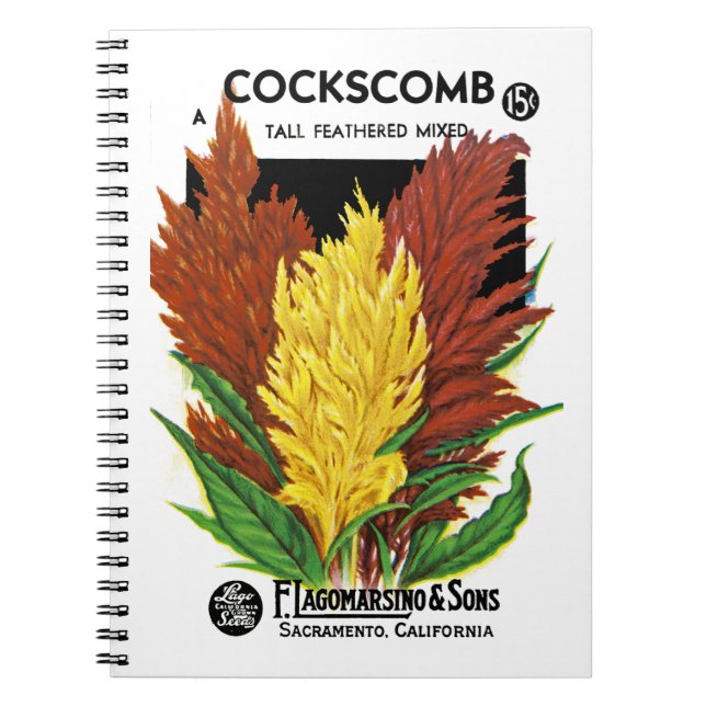 Cockscomb Seed Packet Label Anteckningsbok (Framsidan)