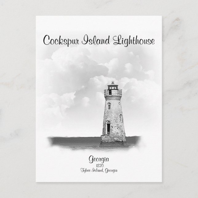 Cockspur Island Lighthouse - Georgien Vykort (Framsida)