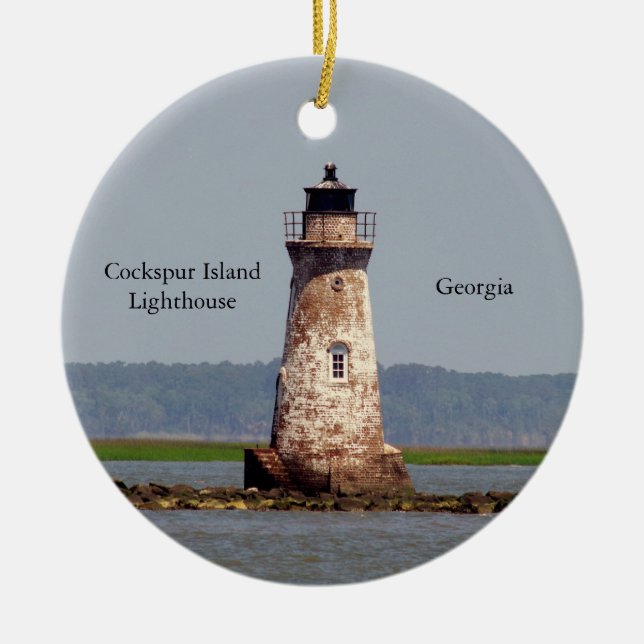 Cockspur Island Lighthouse-ornament Julgransprydnad Keramik (Framsidan)