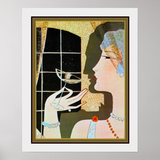 "Cocktail" Art Deco Print av M. Gerard 16x20 Poster (Framsidan)