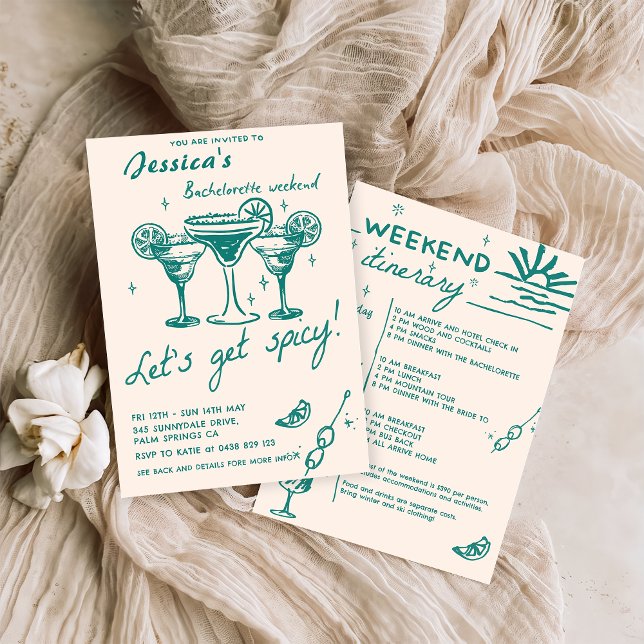 Cocktail Bachelorette Helg Itinerary Party Inbjudningar (Skapare uppladdad)