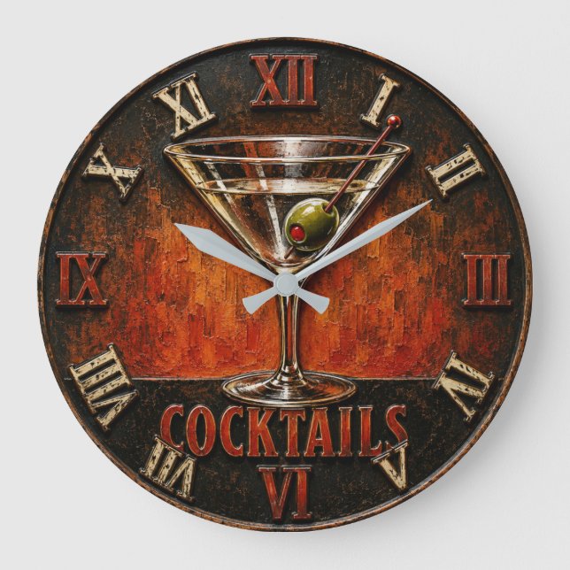  Cocktail Bar Decor Stor Klocka (Framsida)