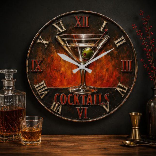  Cocktail Bar Decor Stor Klocka (Skapare uppladdad)