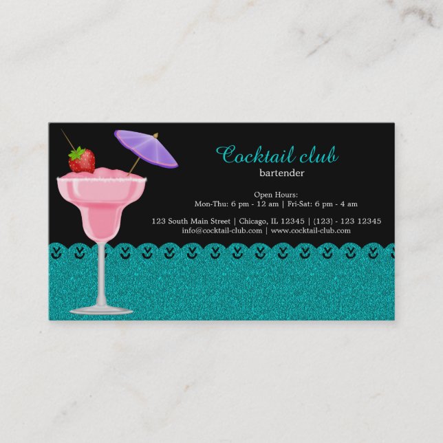 Cocktail-bartender Visitkort (Framsida)