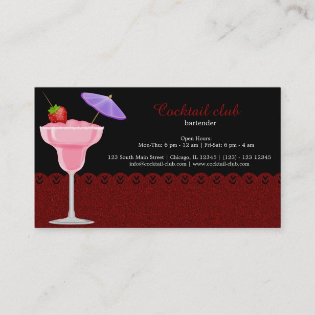 Cocktail-bartender Visitkort (Framsida)