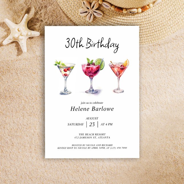 Cocktail Bassäng Party-födelsedagen Inbjudningar (Cocktail Pool Party Birthday Invitation)