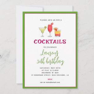 Cocktail Birthday-inbjudan Meddelande