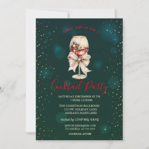 Cocktail Bow Stars Grön Julfest Inbjudningar