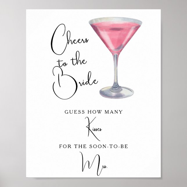 Cocktail Bridal shower How many kisses Poster (Framsidan)