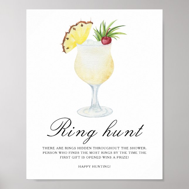 Cocktail Bridal shower - Ring hunt game Poster (Framsidan)