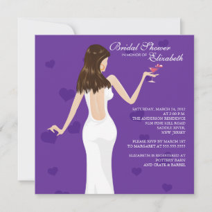 Cocktail Bride Inbjudningskort för möhippan Lila