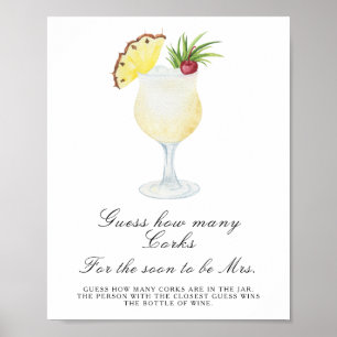 Cocktail Bröllopsdusch - Gissa hur många korkar Poster