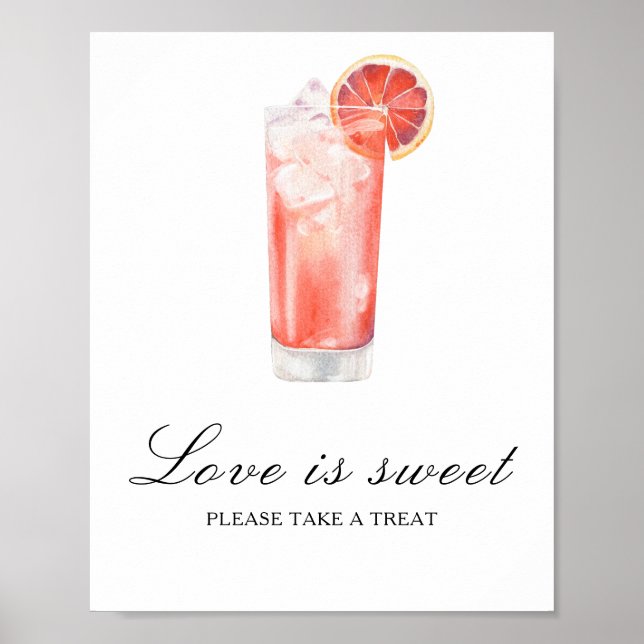 Cocktail bröllopsdusch - kärlek är sött poster (Framsidan)