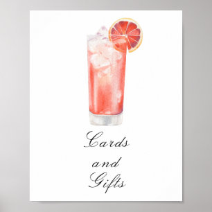 Cocktail bröllopsdusch - Kort och presenter Poster