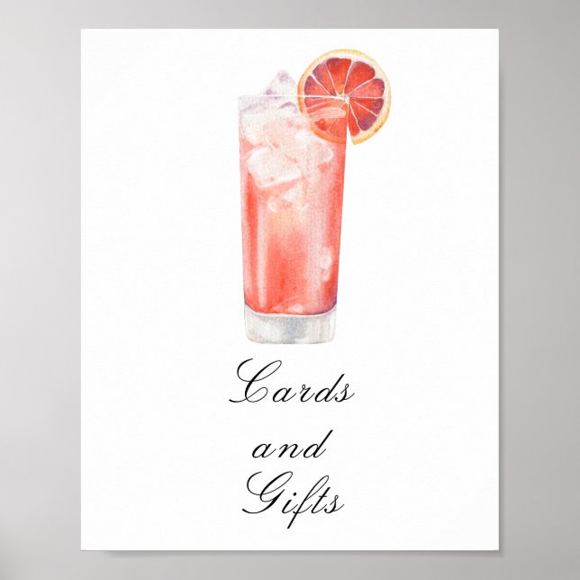 Cocktail bröllopsdusch - Kort och presenter Poster (Framsidan)