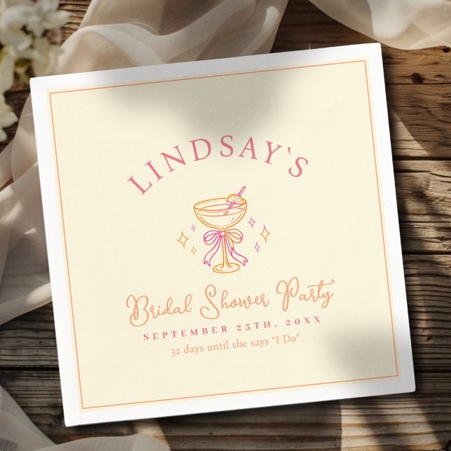 Cocktail Bröllopsdusch Pappersservett (Coctail Bridal Shower Napkins)