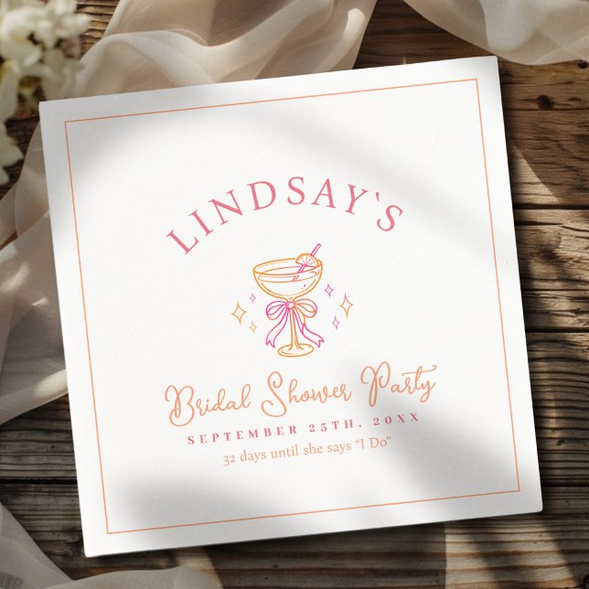 Cocktail Bröllopsdusch Pappersservett (Coctail Bridal Shower Napkins)