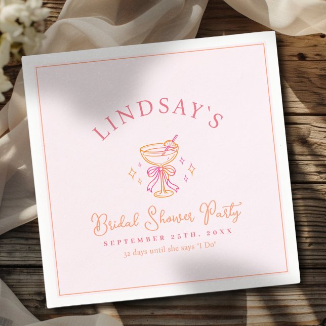 Cocktail Bröllopsdusch Pappersservett (Coctail Bridal Shower Napkins)