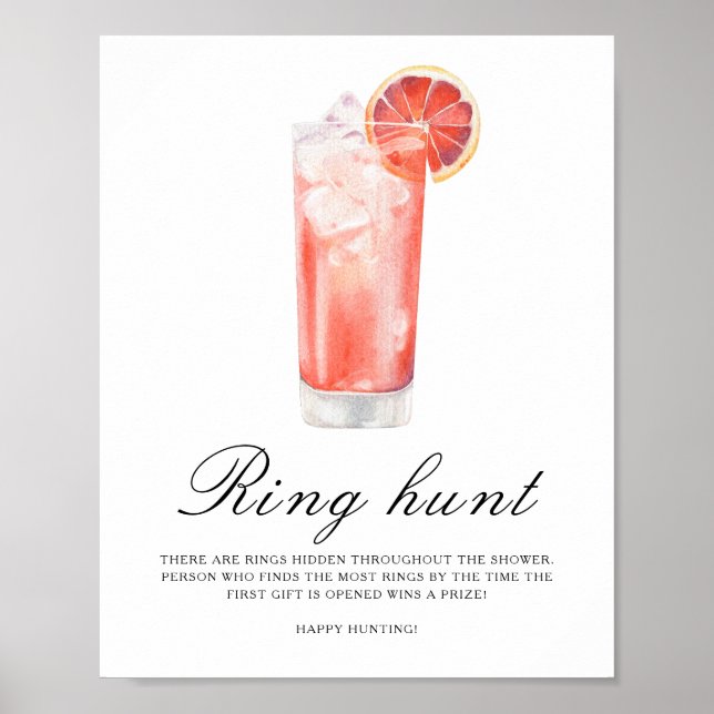Cocktail Bröllopsdusch - Ringjakt spel Poster (Framsidan)