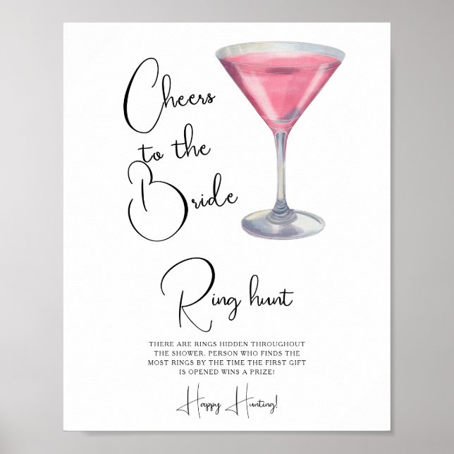 Cocktail Bröllopsdusch Ringjakt spel Poster (Framsidan)