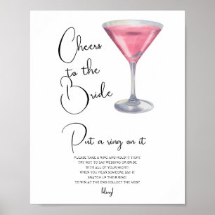 Cocktail Bröllopsdusch Sätt en ring på det spel Poster