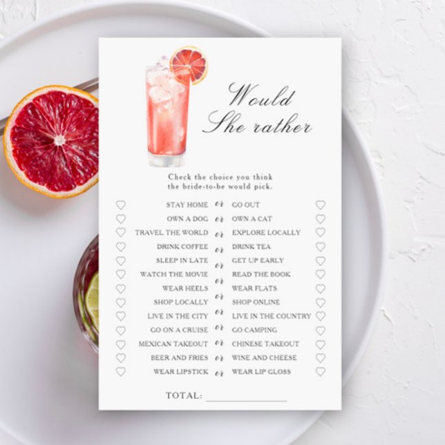 Cocktail bröllopsdusch - Skulle hon hellre spel (Skapare uppladdad)