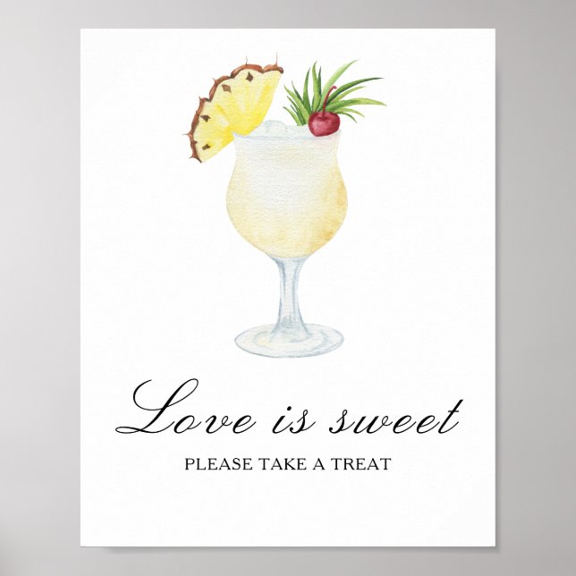 Cocktail brudtjejfest - kärlek är sött poster (Framsidan)