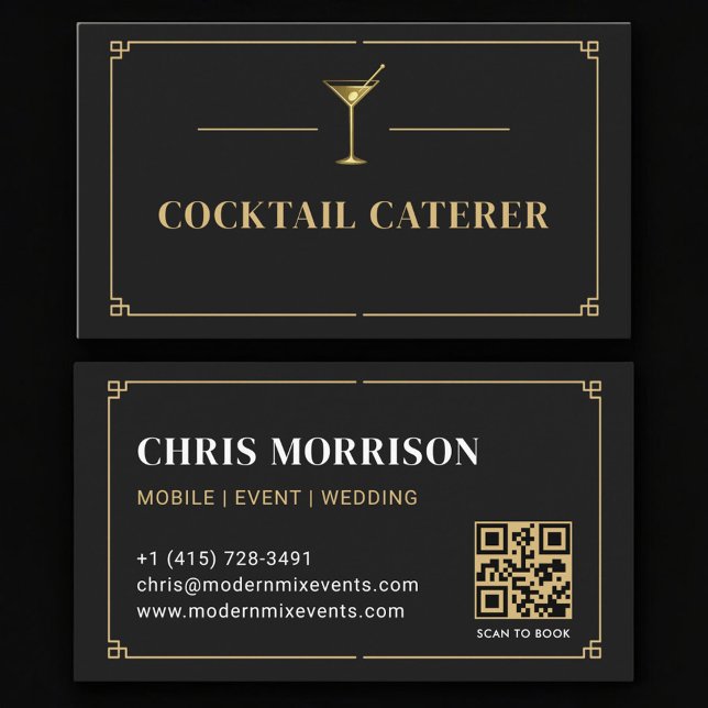 Cocktail Caterer QR Code Professional Visitkort (Skapare uppladdad)
