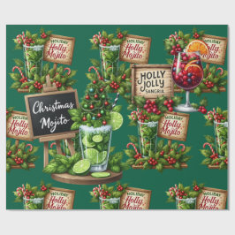 Cocktail Christmas Party with Drinks on Green Presentpapper