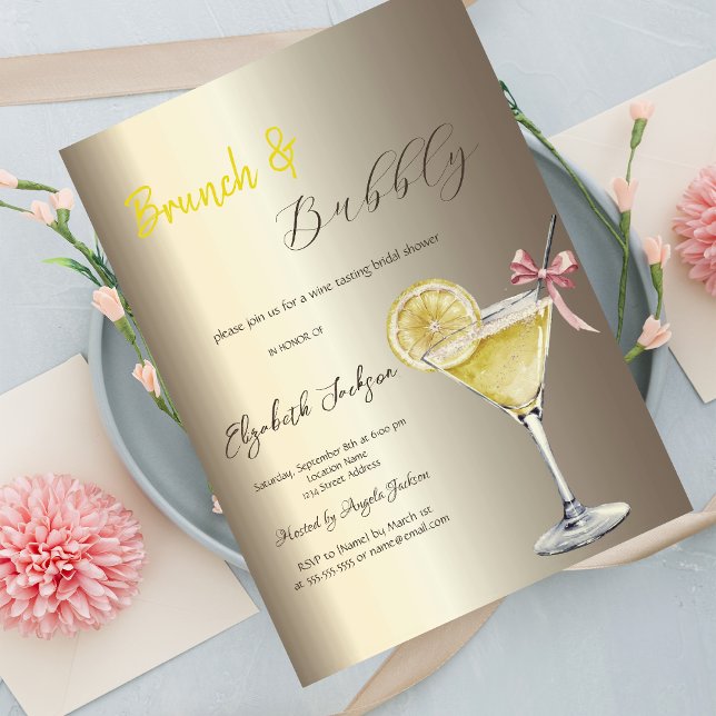 Cocktail Citron Champagne Bröllopsdusch Inbjudningar (Skapare uppladdad)