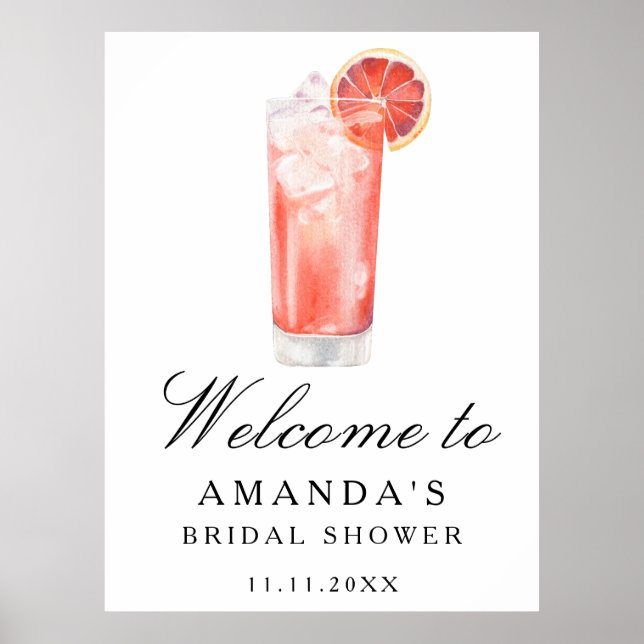 Cocktail Citrus - bridal shower welcome sign Poster (Framsidan)