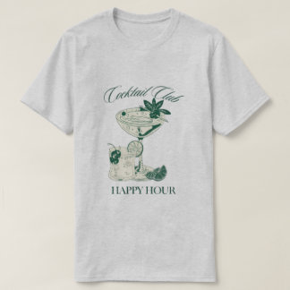 "Cocktail Club Happy Hour" Retro Drinkelskare Tröj T Shirt