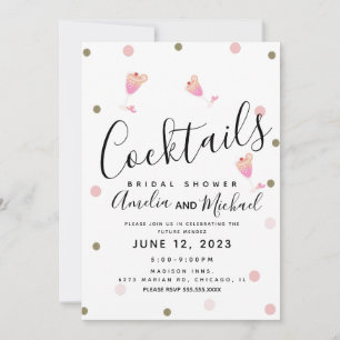Cocktail Confetti Rosa Bröllopsfestinladning Inbjudningar