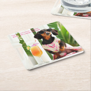 Cocktail Dachshund Drink Coasters Underlägg Papper Kvadrat